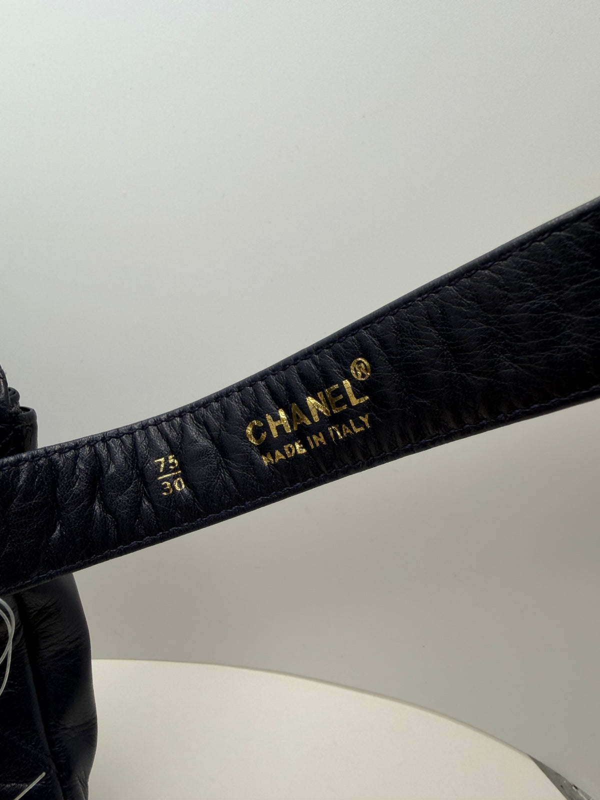 Chanel Navy Blue Lamb skin belt bag w/ 75 cm belt