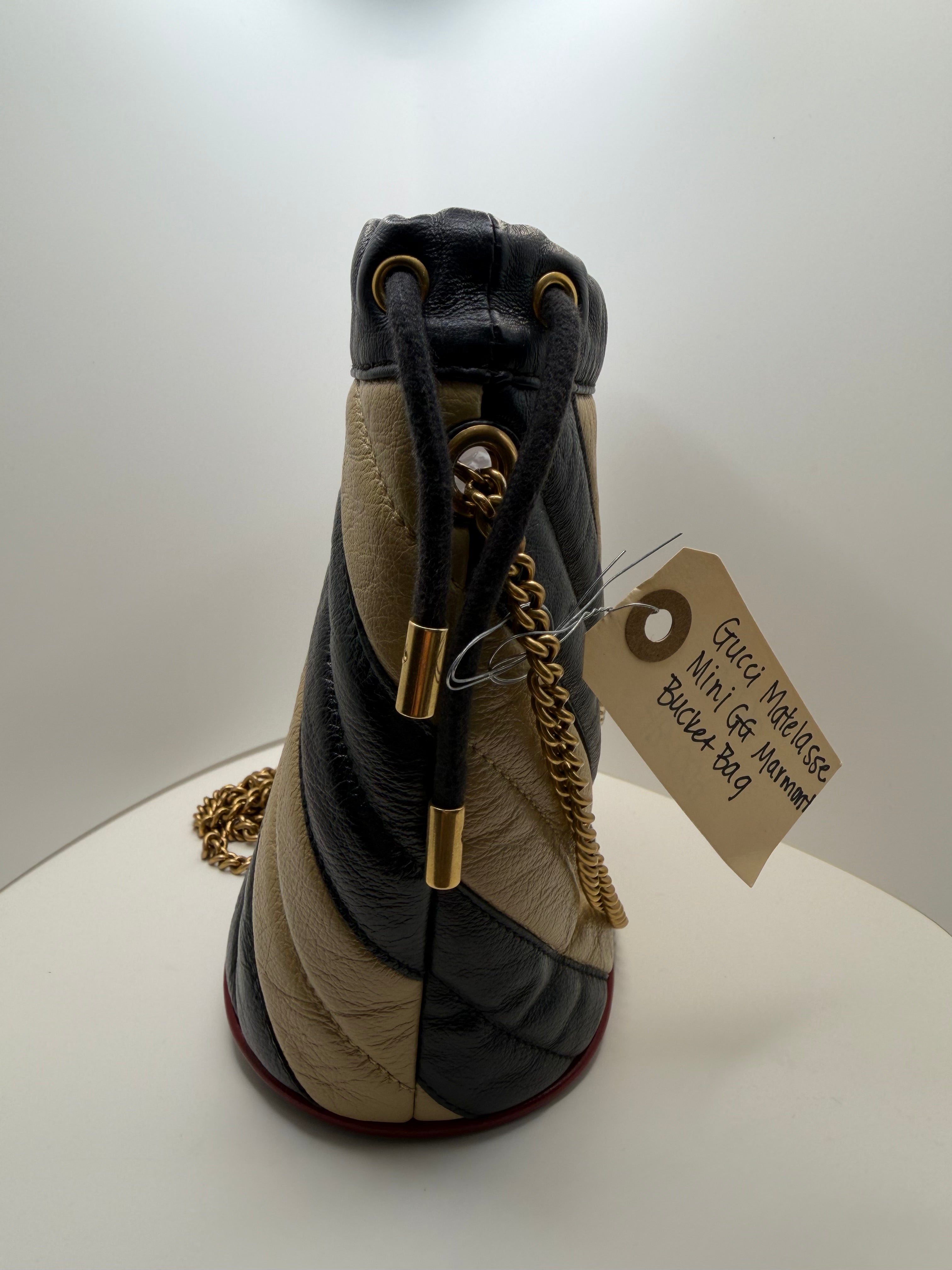 Gucci Calfskin Matelasse Mini GG Marmont 2.0 Bucket Bag
