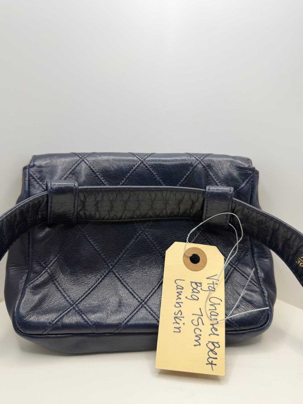 Chanel Navy Blue Lamb skin belt bag w/ 75 cm belt