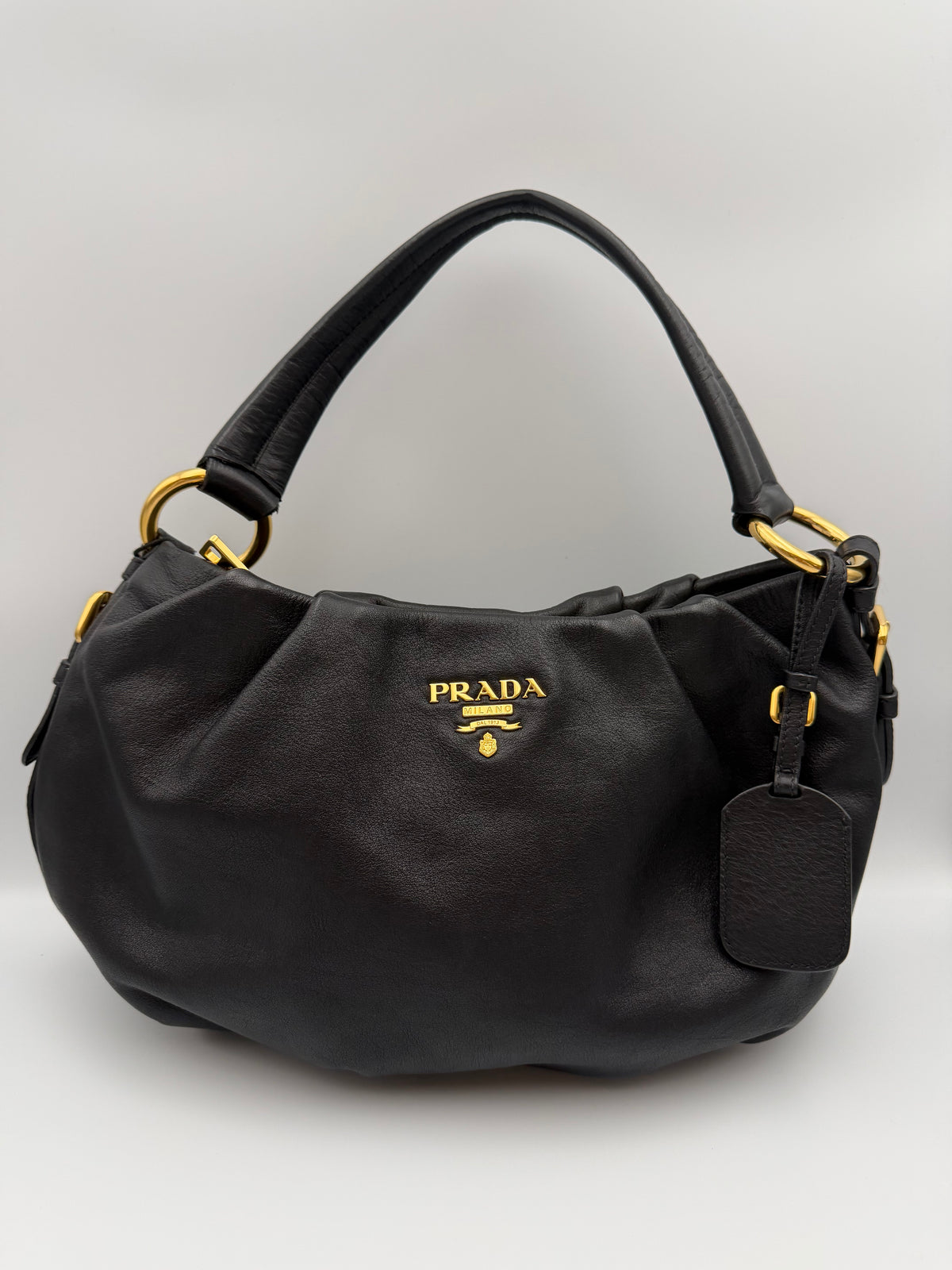Prada Vitello Lux/Daino Leather Hobo Bag