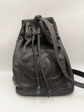 Vintage Chanel Black Caviar Leather Large CC Drawstring Bucket Bag