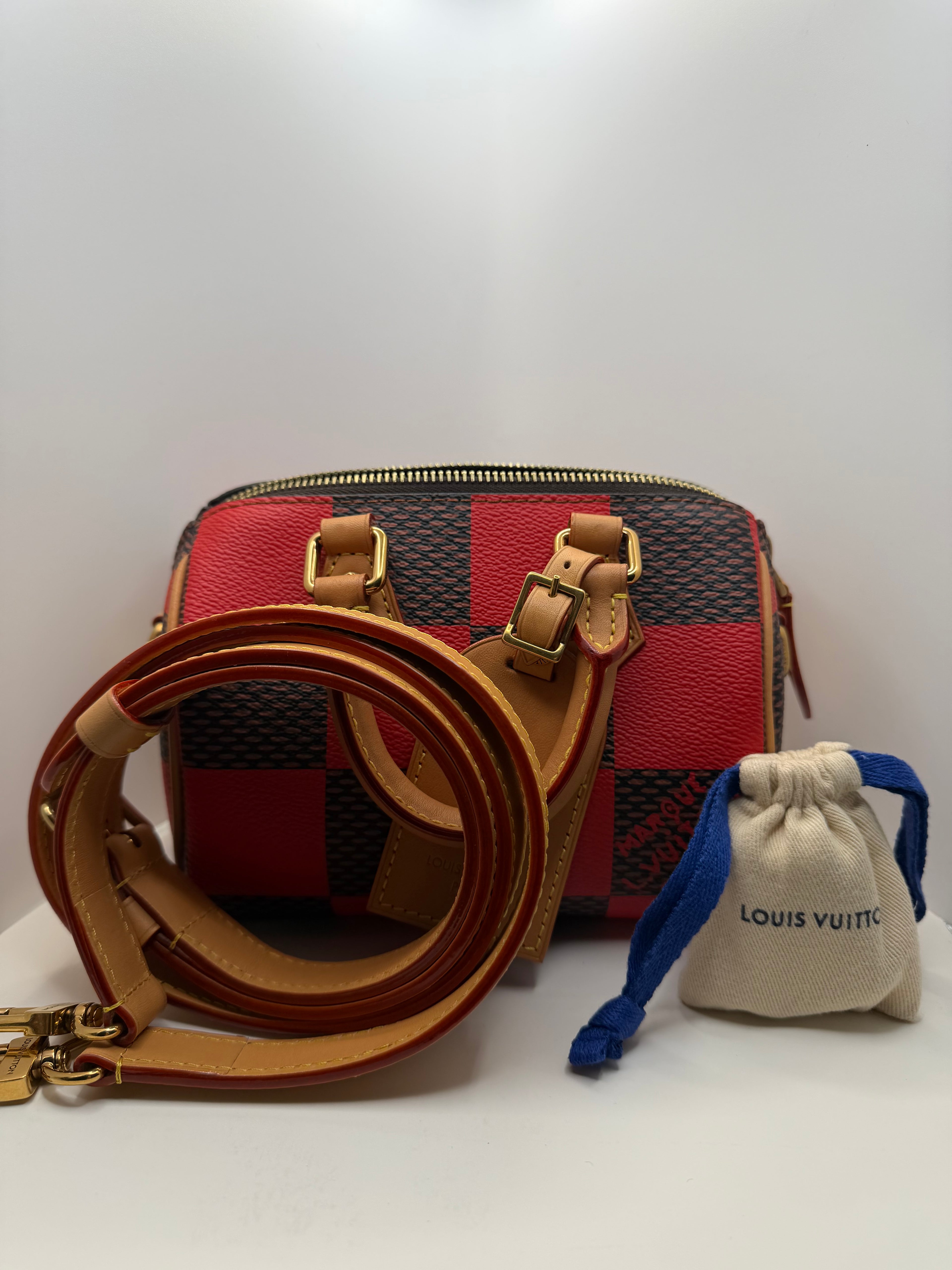 Damier Pop Speedy Bandouliere 18 - Red