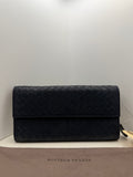 Bottega Veneta Intrecciato Weave leather Continental Wallet, navy  w/dustbag